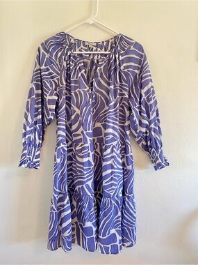 Rails Sia Island Waves Blue White Print Cotton Mini Dress